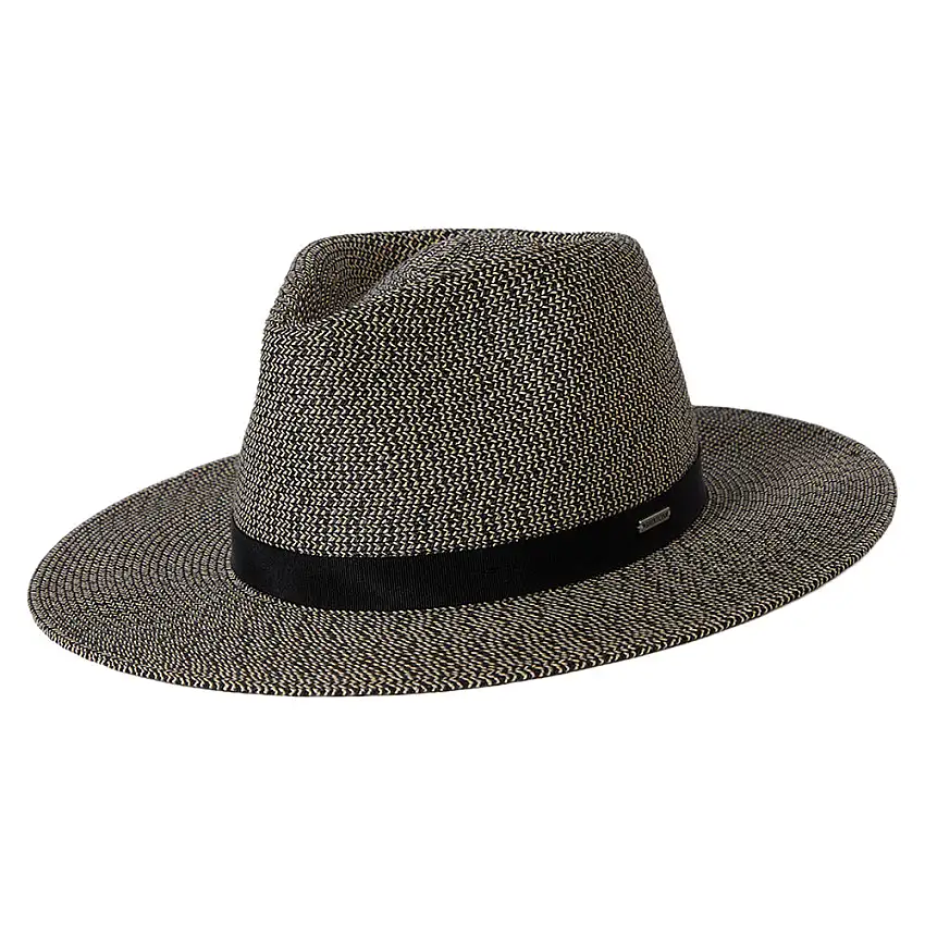 Chapeau Fedora en Paille Toyo Pliable Carolina noir-naturel BRIXTON