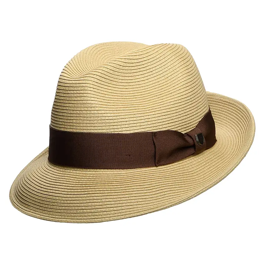 Chapeau Fedora en Paille Toyo Pliable Convertabrim Horton beige sable foncé BRIXTON