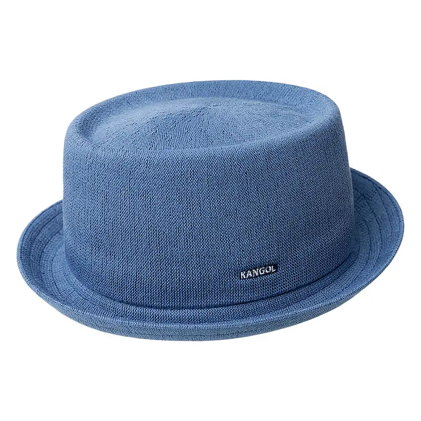 Chapeau Pork Pie en Bambou Mowbray bleu denim KANGOL
