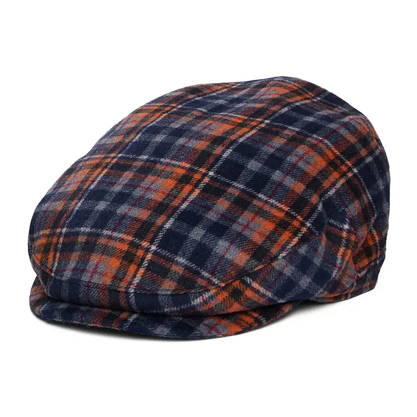 Casquette Plate Avec Protège-Oreilles à Carreaux Wickes bleu marine-orange BAILEY