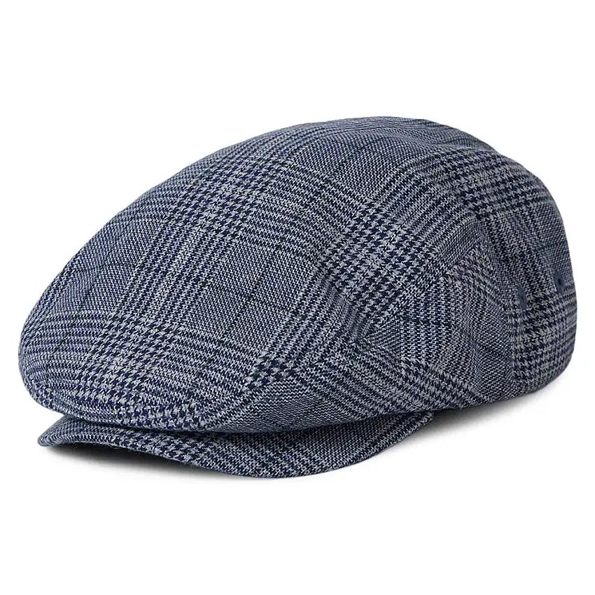 Casquette Plate Légère Pied-de-Poule Hooligan bleu-blanc cassé BRIXTON