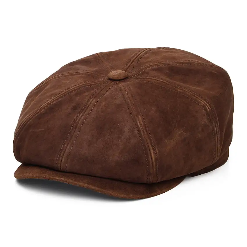 Casquette Gavroche en Cuir Vieilli Hatteras cognac STETSON