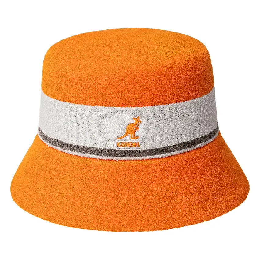 Chapeau Bob à Rayure Bermuda orange vif KANGOL