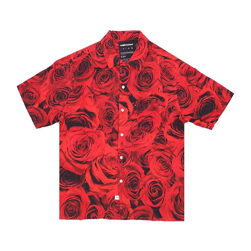 Chemise à manches courtes homme naturel rouge tissé