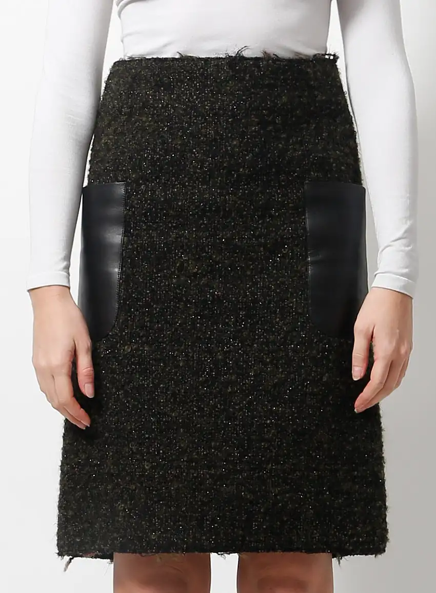 Jupe en tweed et en cuir | Authentique & Vintage