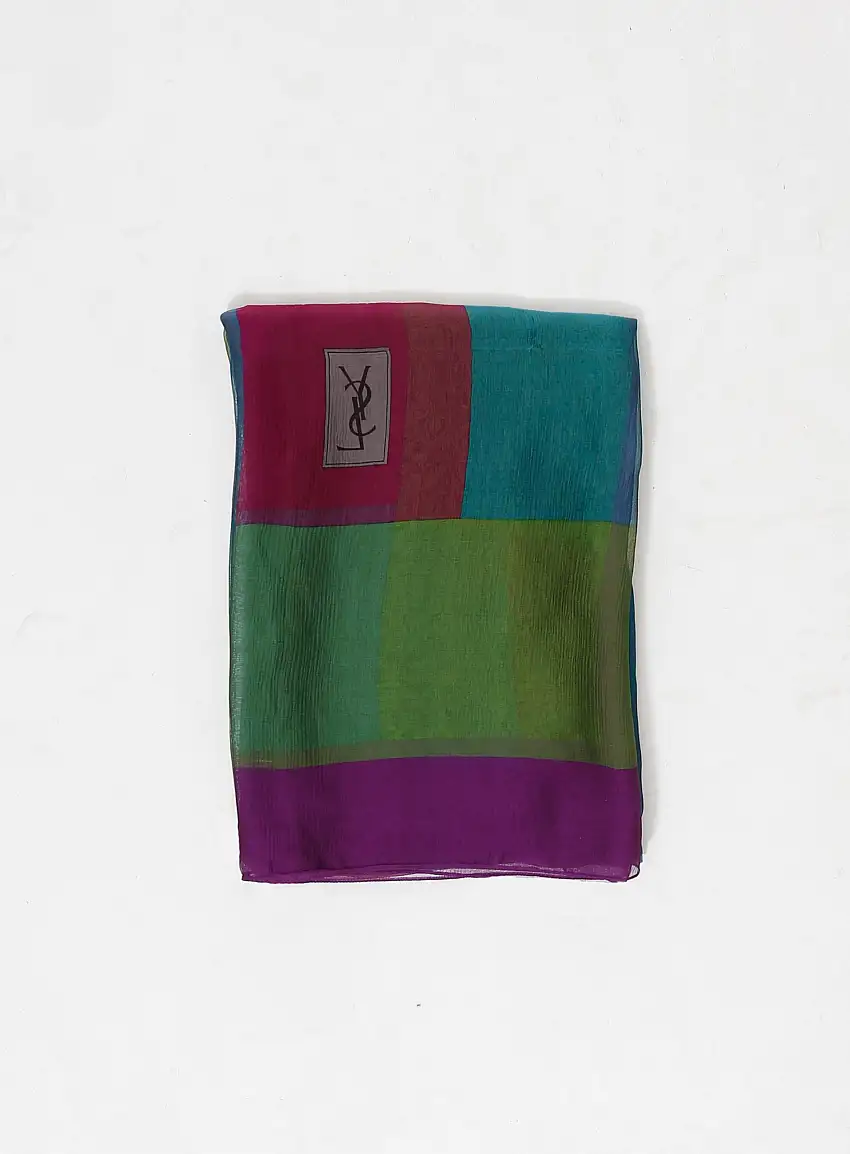Foulard en Soie Vintage Colorblock | Authentique & Vintage