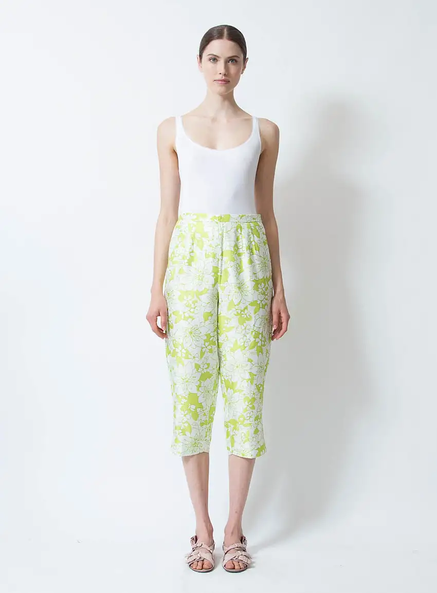 Pantacourt Imprimé Floral Couleur Citron - Exquisite Vintage