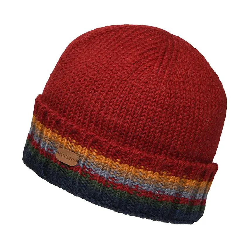 Bonnet Tricot à Revers rouge KUSAN