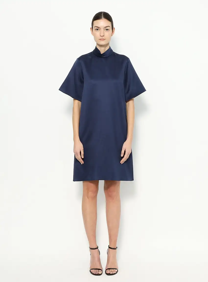 Robe Droite en Soie Bleu Marine à Col Montant – 2013 - Céline