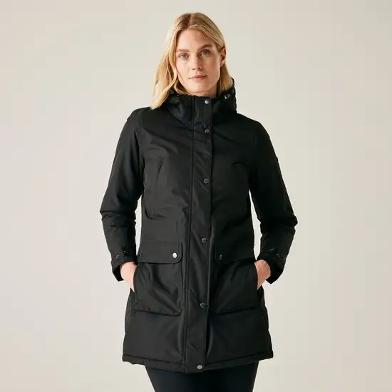 Voltera Femme Parka chaude chauffante imperméable à capuche | Noir