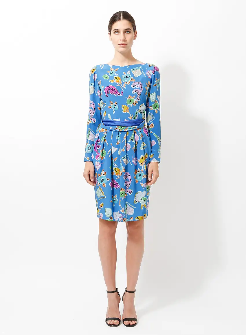 Robe de soie florale ouvri les années 70 | Authentique & Vintage
