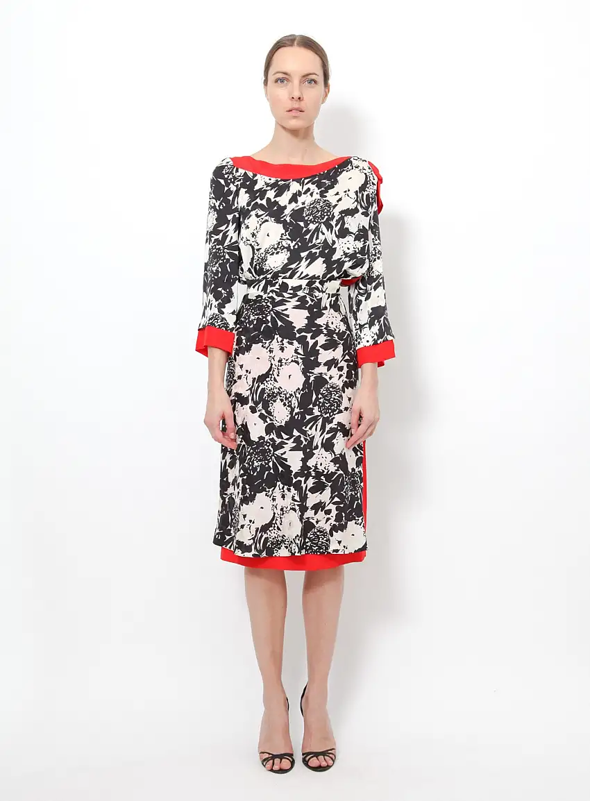 Ensemble en soie imprimé floral années 80 | Authentique & Vintage