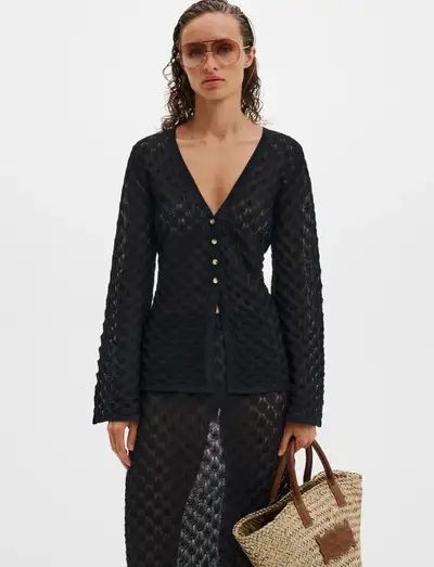 Ayla Pointelle Knitted Cardigan - Gilets