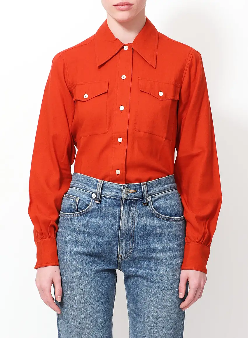 Chemise twill Vintage couleur rouille | Authentique & Vintage
