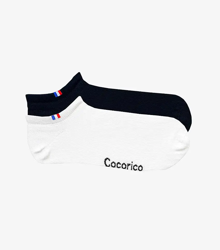 Chaussettes Homme x2 - Pack Invisible Noir/Blanc