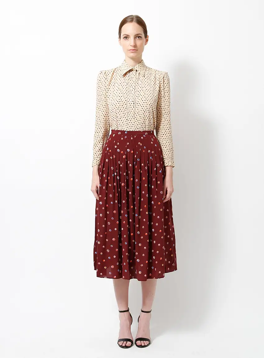 Jupe plissée à imprimé vintage | Authentique & Vintage