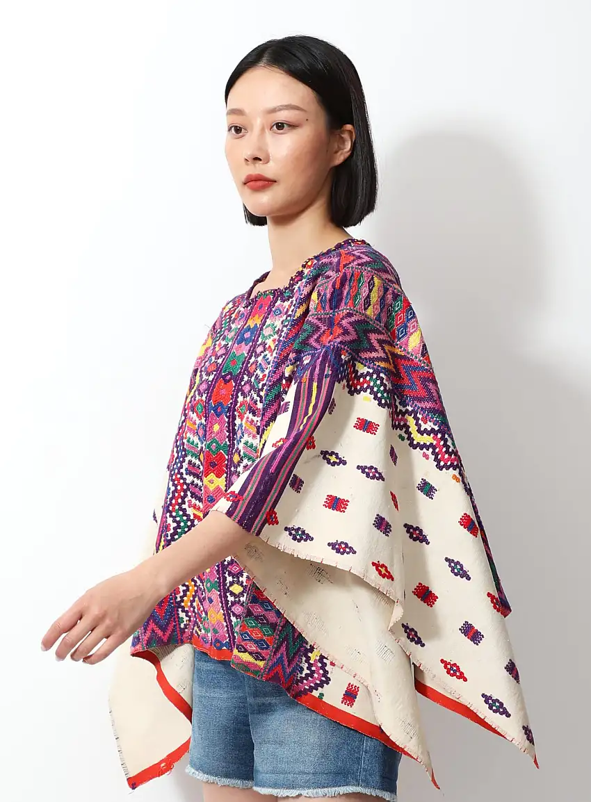 Poncho mexicain brodé vintage | Authentique & Vintage