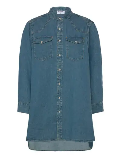 Western Denim Shirt Dress - Robes chemises