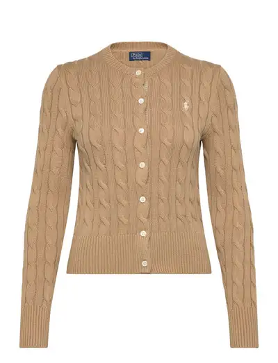 Cable-Knit Cotton Crewneck Cardigan - Gilets