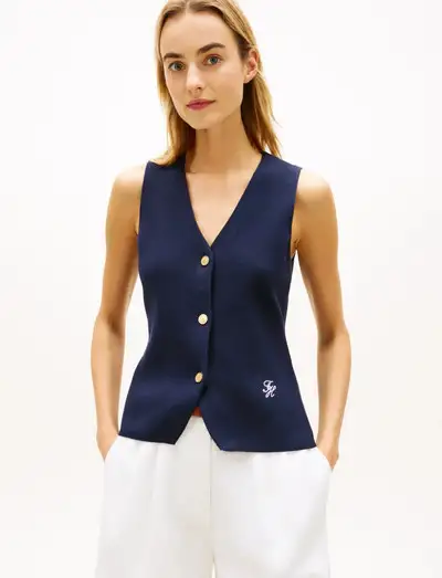 CO FULL NEEDLE SLIM VEST - Vestes tricot