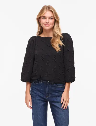 VIDEVERA BOATNECK 3/4 JACQUARD TOP/R/1 - Blouses à manches longues