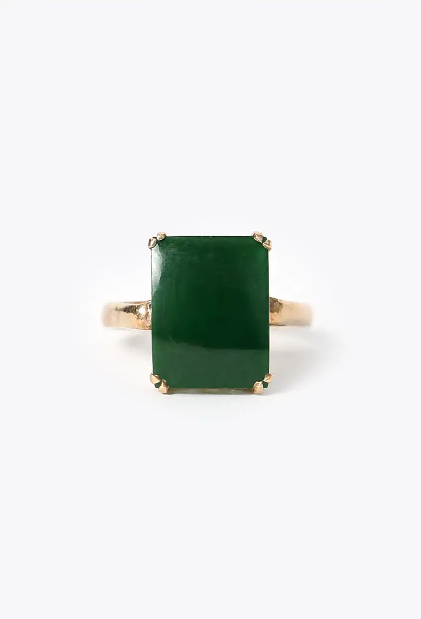 1960s Bague Or Jaune 18K et Jade - Bijoux Vintage