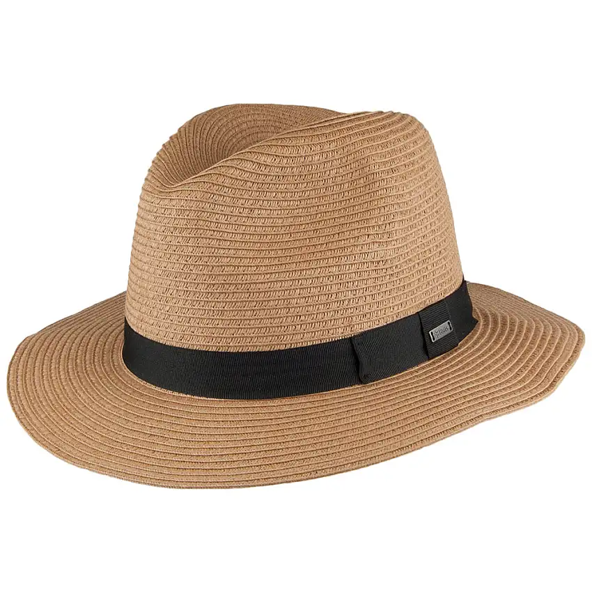 Chapeau Fedora en Paille Toyo Aveloz marron clair BARTS