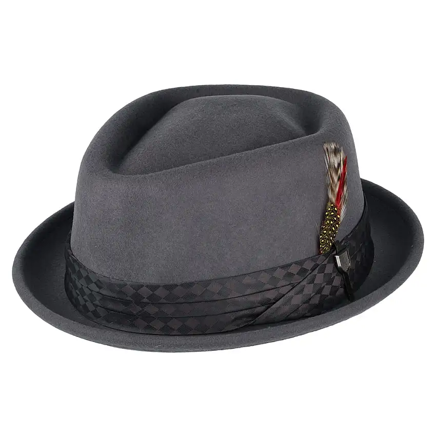 Chapeau Pork Pie Stout en Laine Feutrée gris moyen BRIXTON