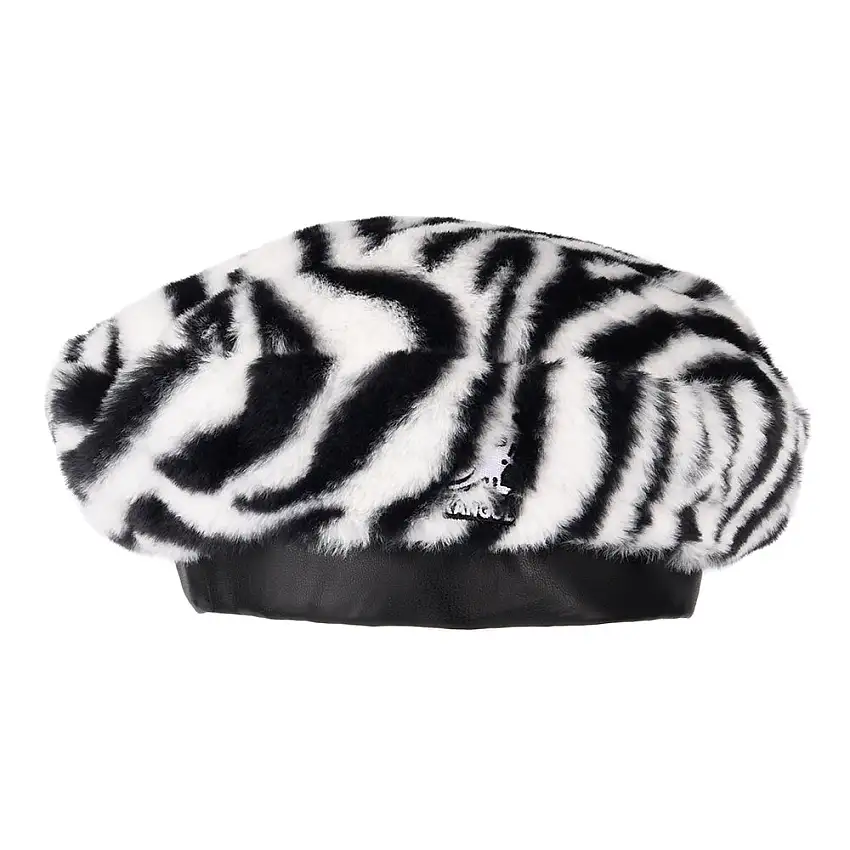 Béret en Fausse Fourrure à Motif Zèbre noir-blanc KANGOL