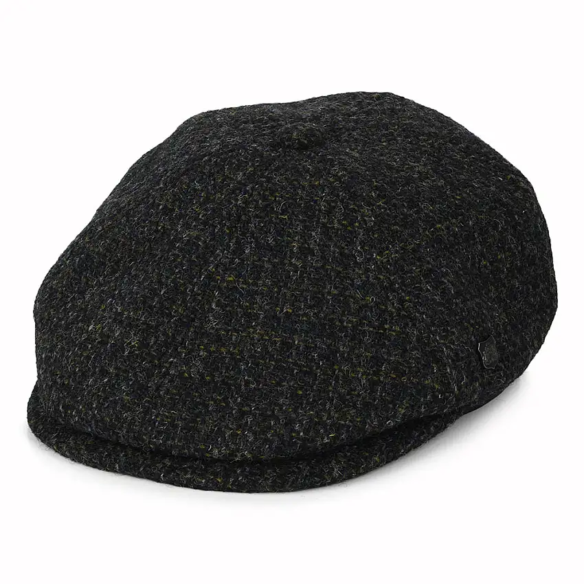 Casquette Gavroche en HARRIS TWEED à Carreaux Hudson anthracite FAILSWORTH