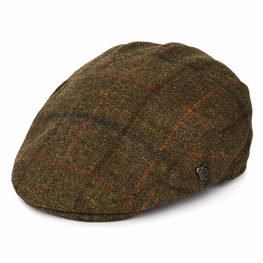 Casquette Plate Hydrofuge à Carreaux Gamekeeper marron-rouille-bleu FAILSWORTH