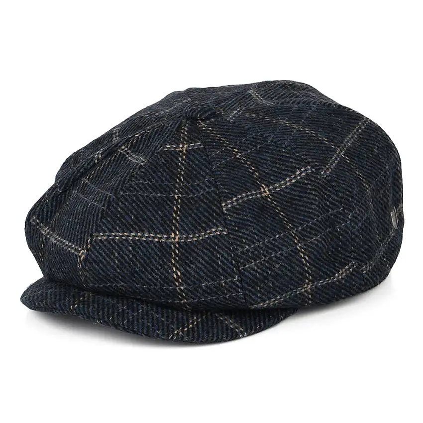 Casquette Gavroche à Carreaux Ample Brood bleu marine-noir-blanc cassé BRIXTON