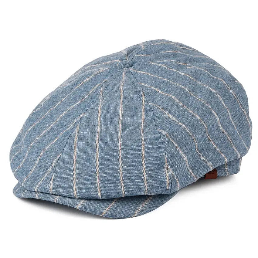 Casquette Gavroche en Lin et Coton à Rayures Jamaica bleu clair BARTS