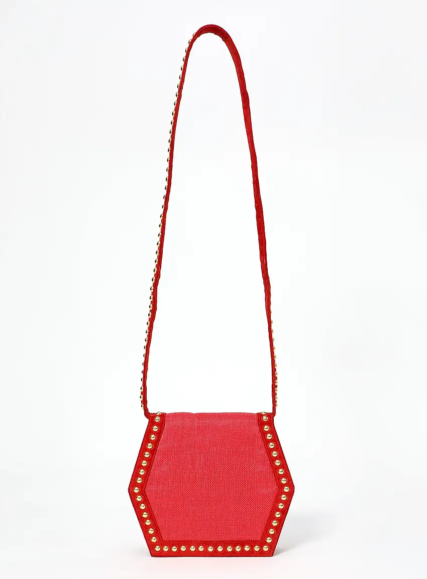 Vintage Sac à Bandoulière Hexagonal | Authentique & Vintage