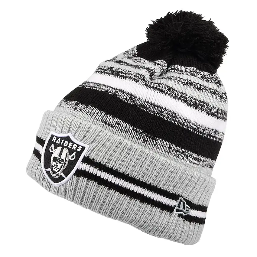 Bonnet à Pompon NFL Sport Knit OTC Las Vegas Raiders noir-gris NEW ERA