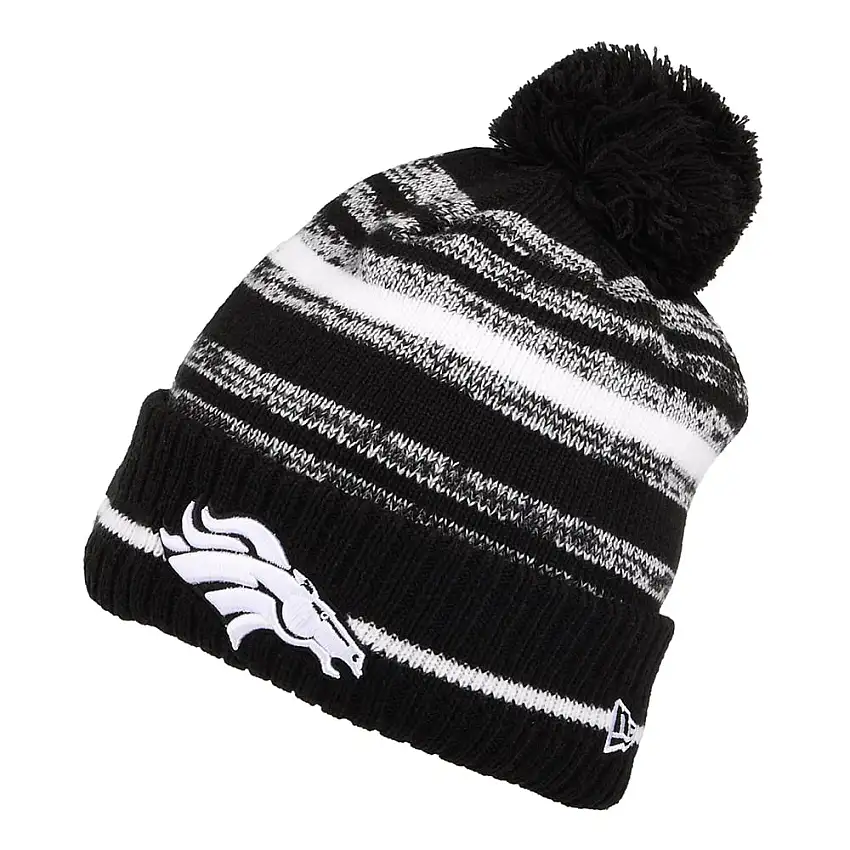 Bonnet à Pompon NFL Sport Knit Denver Broncos noir-blanc NEW ERA