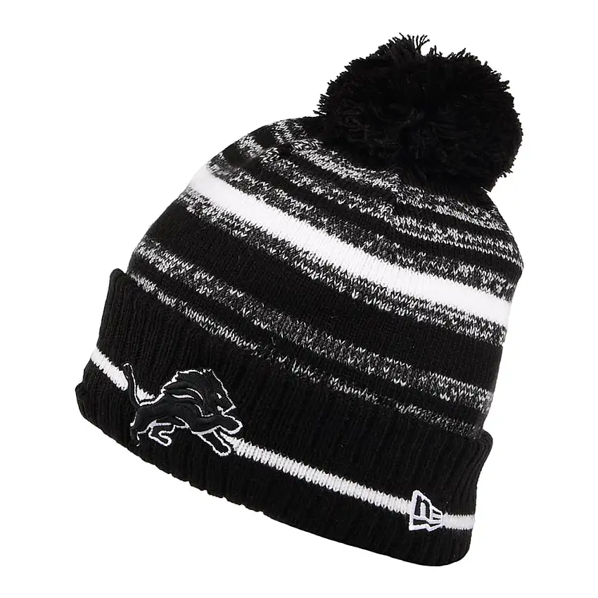 Bonnet à Pompon NFL Sport Knit Detroit Lions noir-blanc NEW ERA