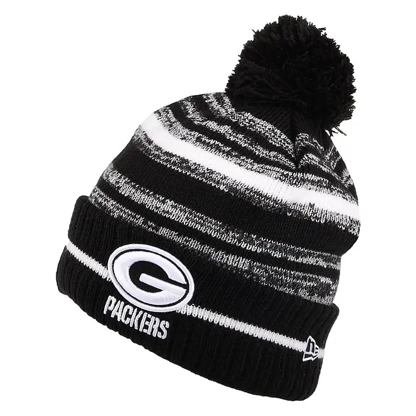 Bonnet à Pompon NFL Sport Knit Green Bay Packers noir-blanc NEW ERA