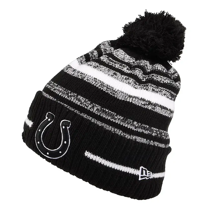 Bonnet à Pompon NFL Sport Knit Indianapolis Colts noir-blanc NEW ERA