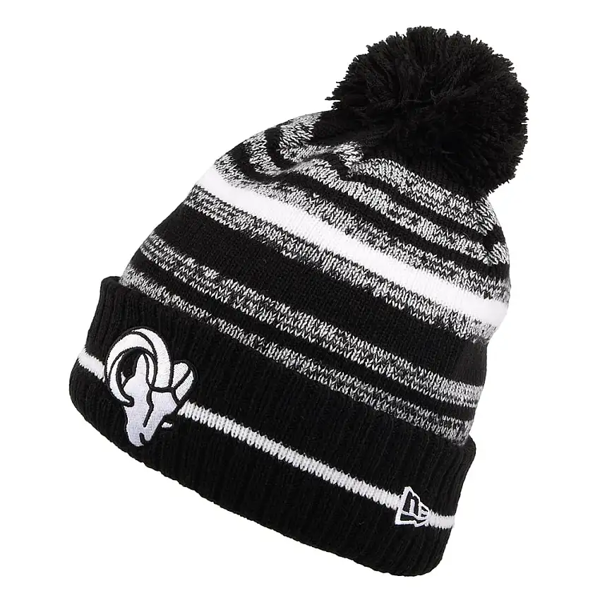 Bonnet à Pompon NFL Sport Knit Los Angeles Rams noir-blanc NEW ERA