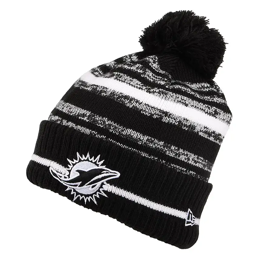 Bonnet à Pompon NFL Sport Knit Miami Dolphins noir-blanc NEW ERA
