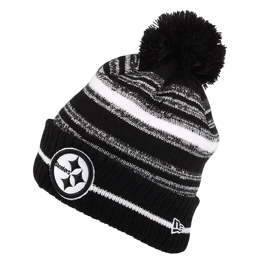 Bonnet à Pompon NFL Sport Knit Pittsburgh Steelers noir-blanc NEW ERA