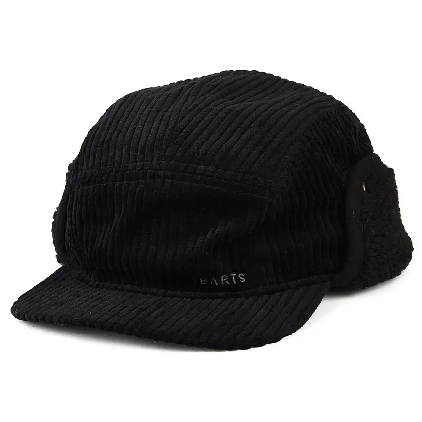Casquette 5 Panel en Velours Côtelé Avec Protège-Oreilles Rayner noir BARTS