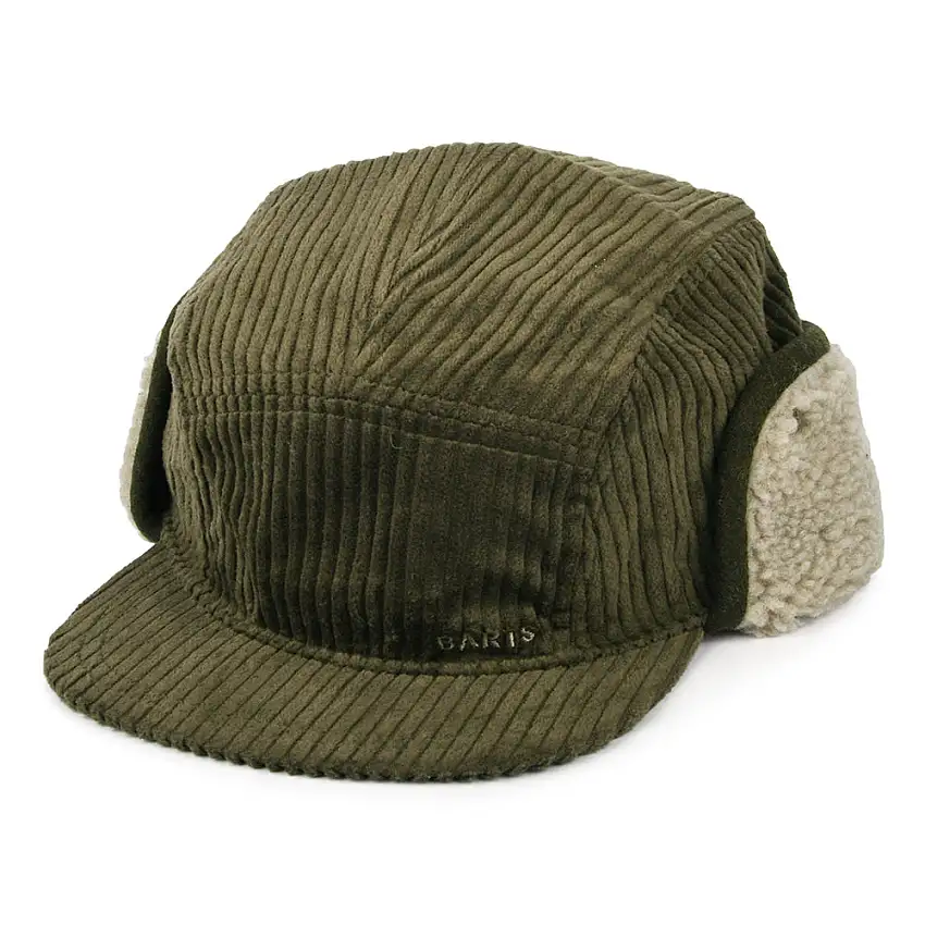 Casquette 5 Panel en Velours Côtelé Avec Protège-Oreilles Rayner vert militaire BARTS