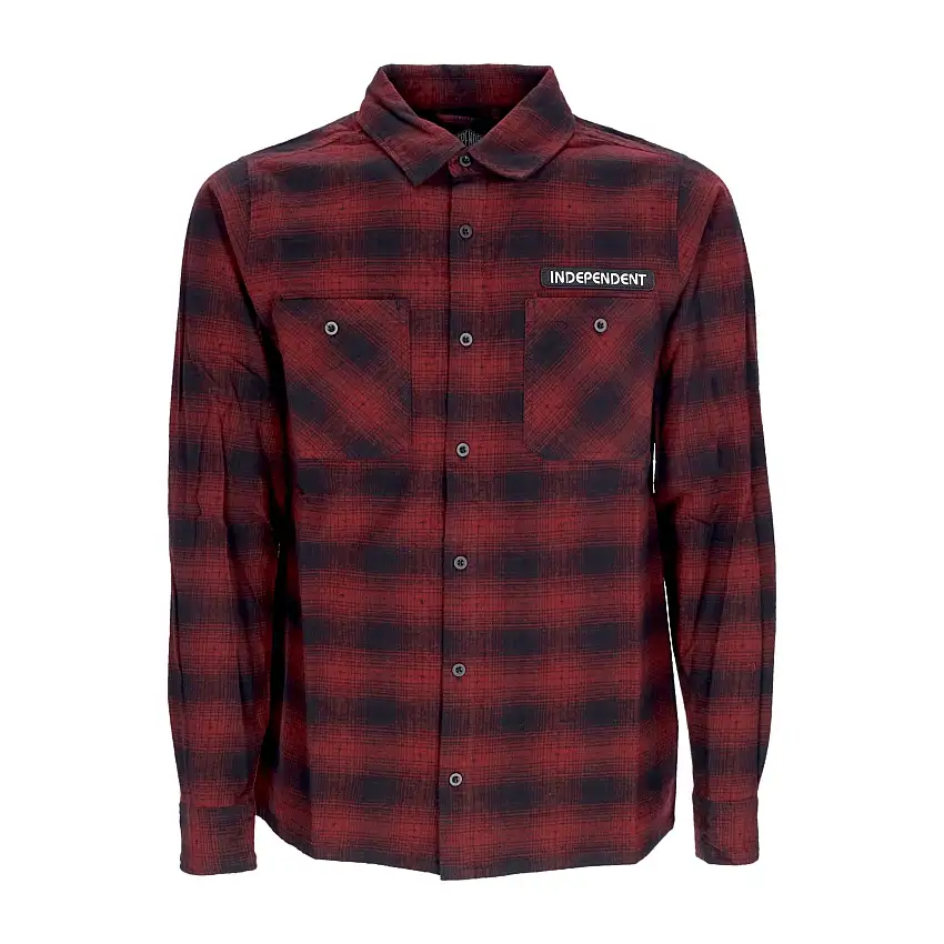 Long Manic Shirt Man Tilden Flannel L / S Shirt Maroon