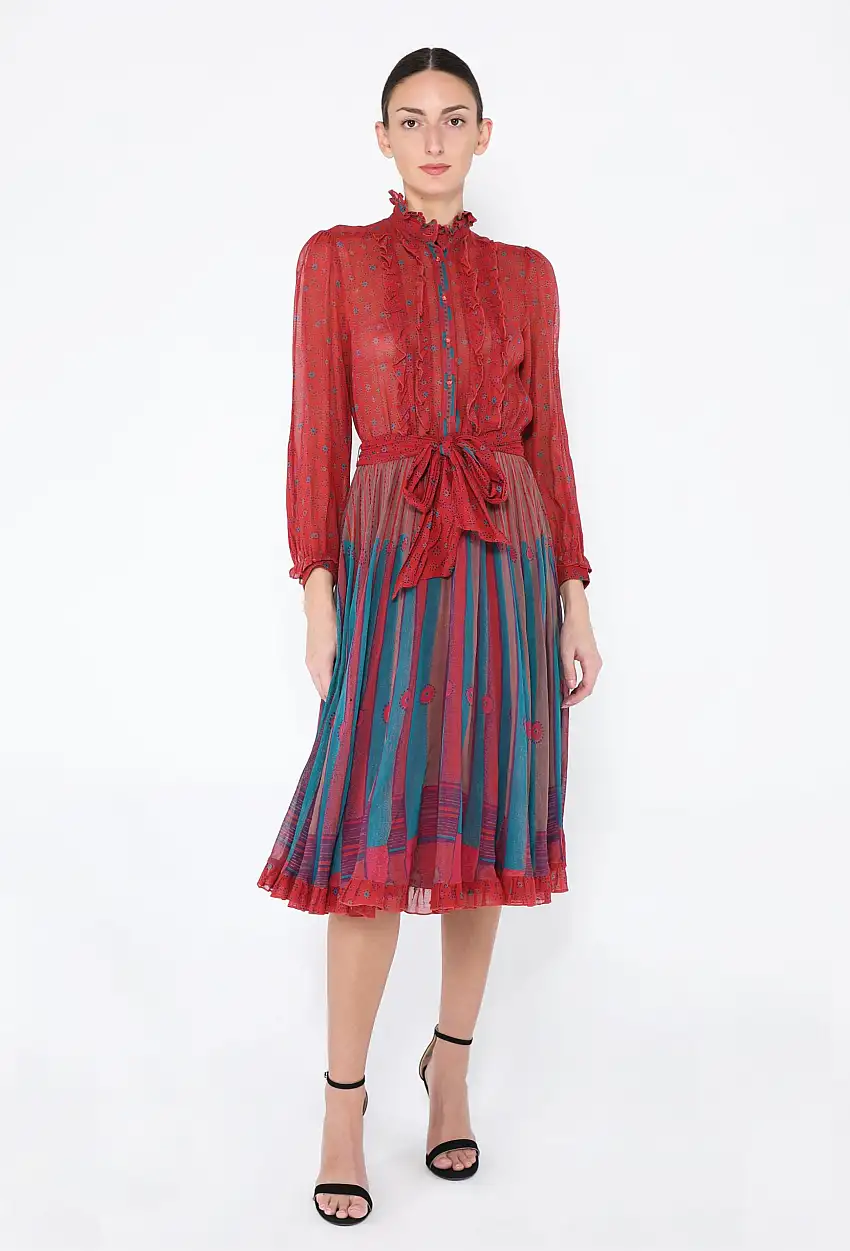 '70s Robe ceinturée imprimée Louis Féraud - Exquisite Vintage