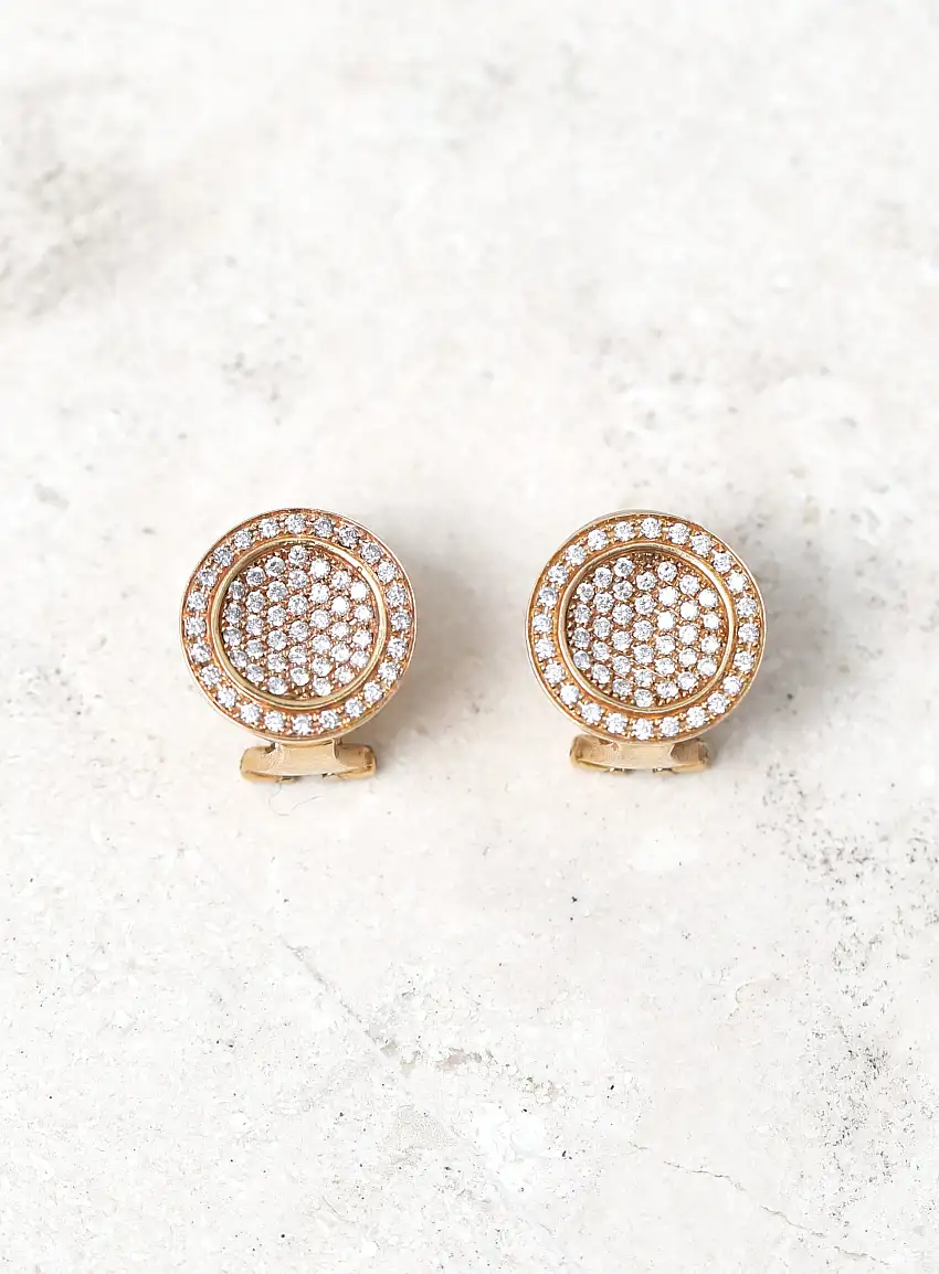 Boucles d'Oreilles en Or Jaune 18k & Diamants | Authentique & Vintage