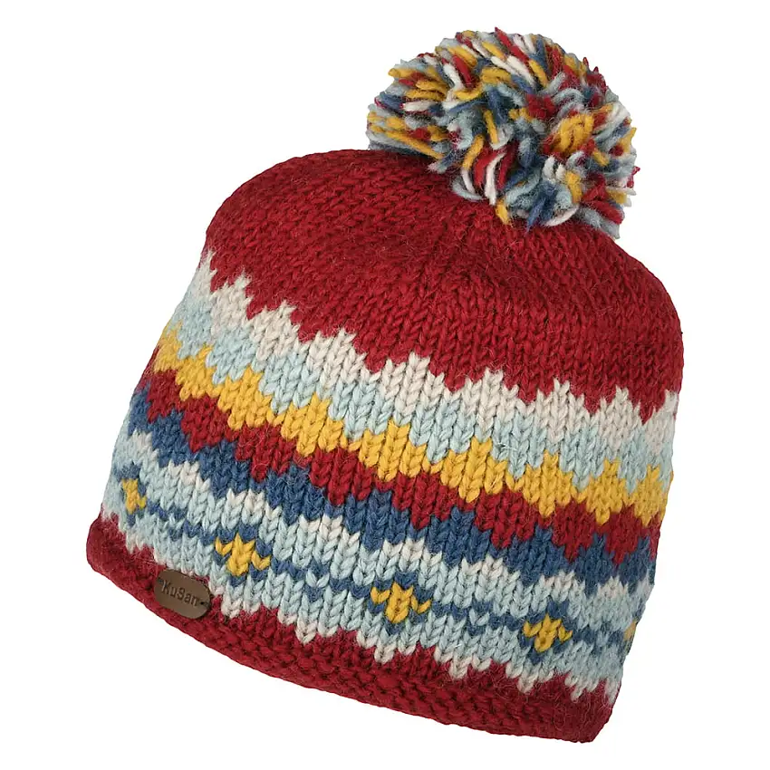 Bonnet à Pompon Court rouge-multi KUSAN
