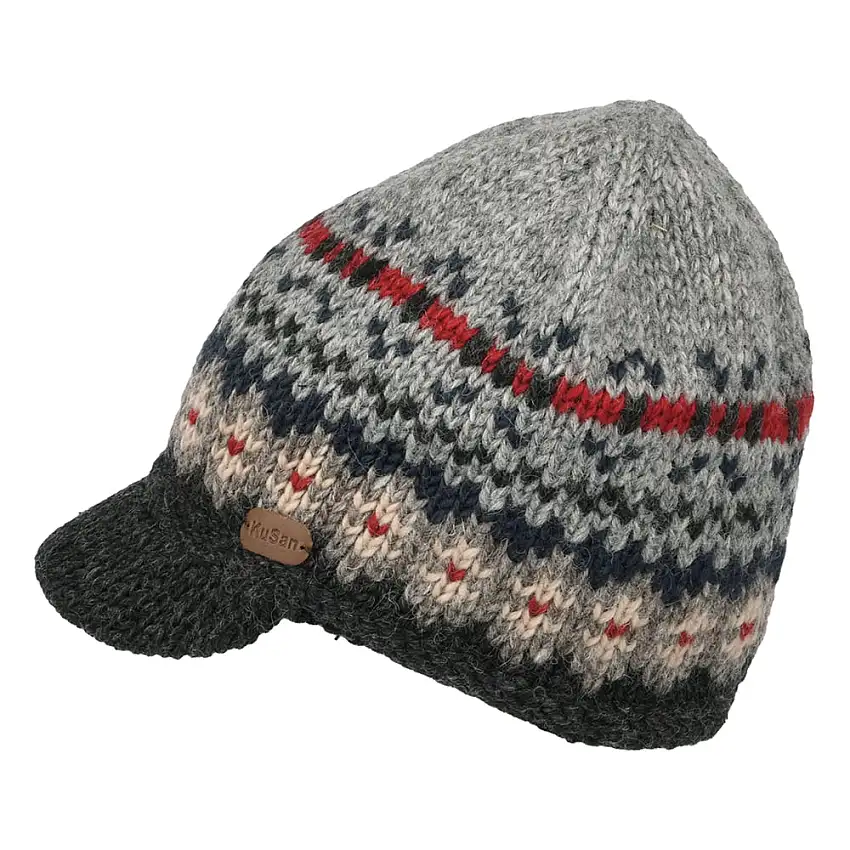 Bonnet à Visière Fair Isle Brooklyn gris-charbon KUSAN