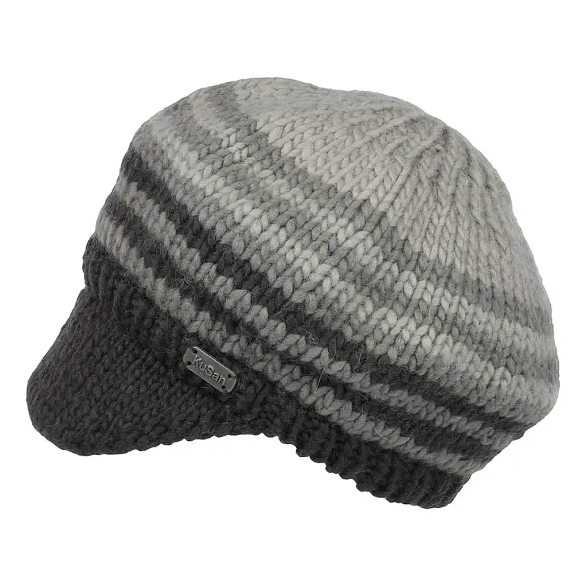 Bonnet à Visière Souple Point de Riz crème-gris KUSAN